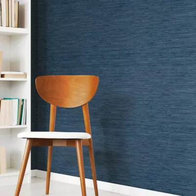 Roommates® Grasscloth Peel & Stick Wallpaper in Navy | Bed Bath & Beyond