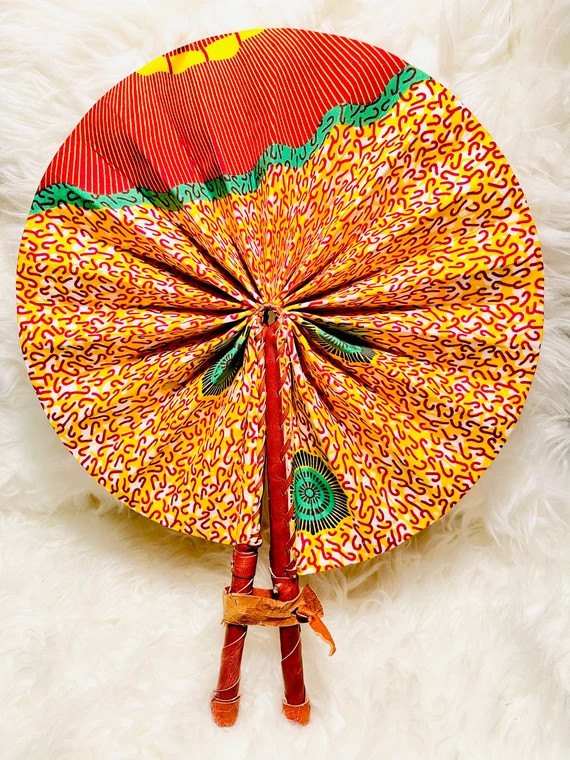 Handmade African Fan  Round Folding Handheld Fan  | Etsy | Etsy (US)