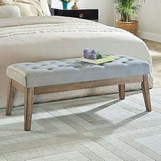 Christopher Knight Home Saxon Fabric Bench, Light Grey, 15.75” D x 43.50” W x 17.00” H | Amazon (US)