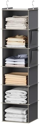 YOUDENOVA Hanging Closet Organizer and Storage, 6-Shelf Closet Hanging Storage Shelves, Grey | Amazon (US)