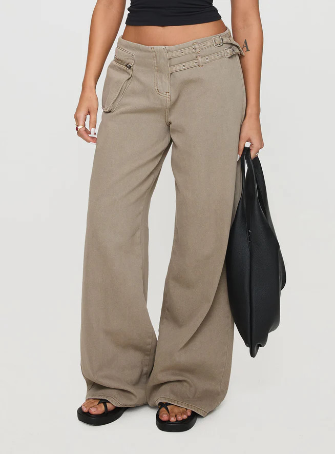 Paltrow Cargo Pant Washed Brown Petite | Princess Polly US