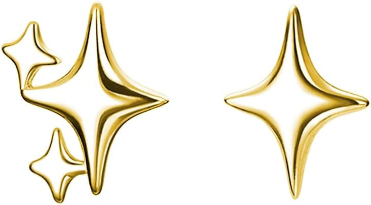 SLUYNZ 925 Sterling Silver Star Earrings Studs for Women Teens Dainty Post Studs Earrings Asymmet... | Amazon (US)