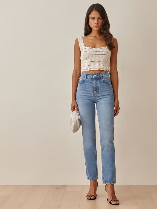 Cynthia Mushroom High Rise Straight Jeans | Reformation (Global)