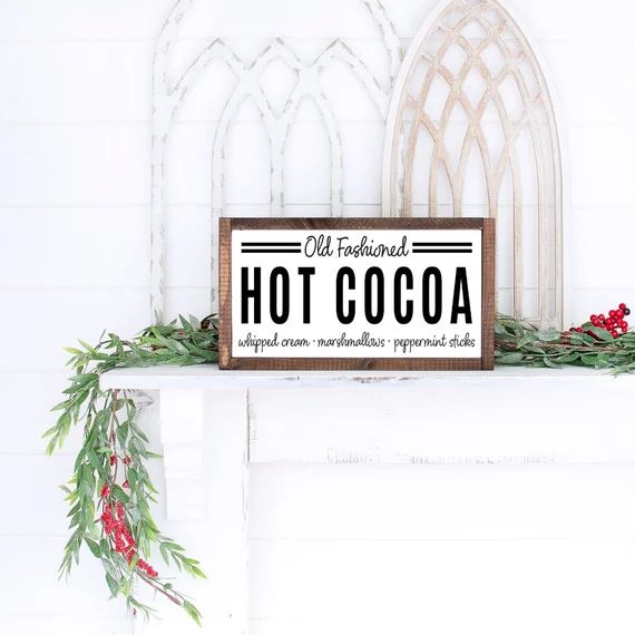 Hot Cocoa Sign Hot Chocolate Bar Christmas Mantel Coffee | Etsy | Etsy (US)