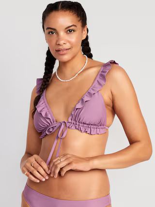 Ruffle-Trimmed Triangle String Bikini Swim Top for Women | Old Navy (US)