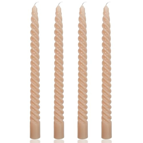 Light-Mocha Spiral Taper Candles for Home Decoration, 4 Pack 10 Inch Candlesticks for Dinner Part... | Amazon (US)