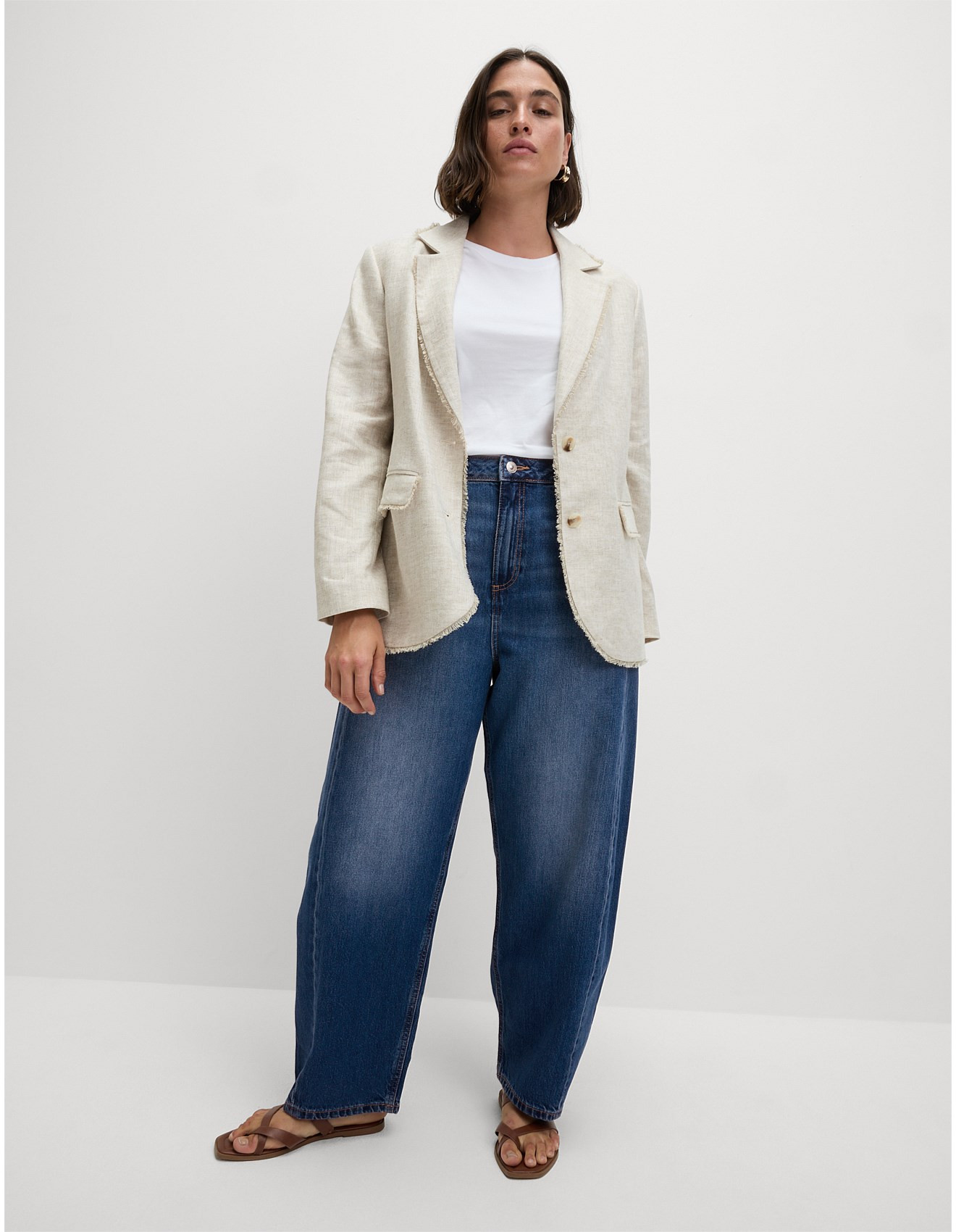 M&S Collection Mid Rise Barrel Leg Jeans | David Jones (Australia & New Zealand)