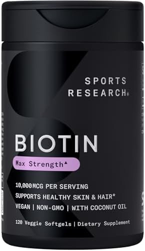 Sports Research® Biotin 10,000mcg with Organic Coconut Oil - Biotin (Vitamin B7) for Healthy Ski... | Amazon (US)