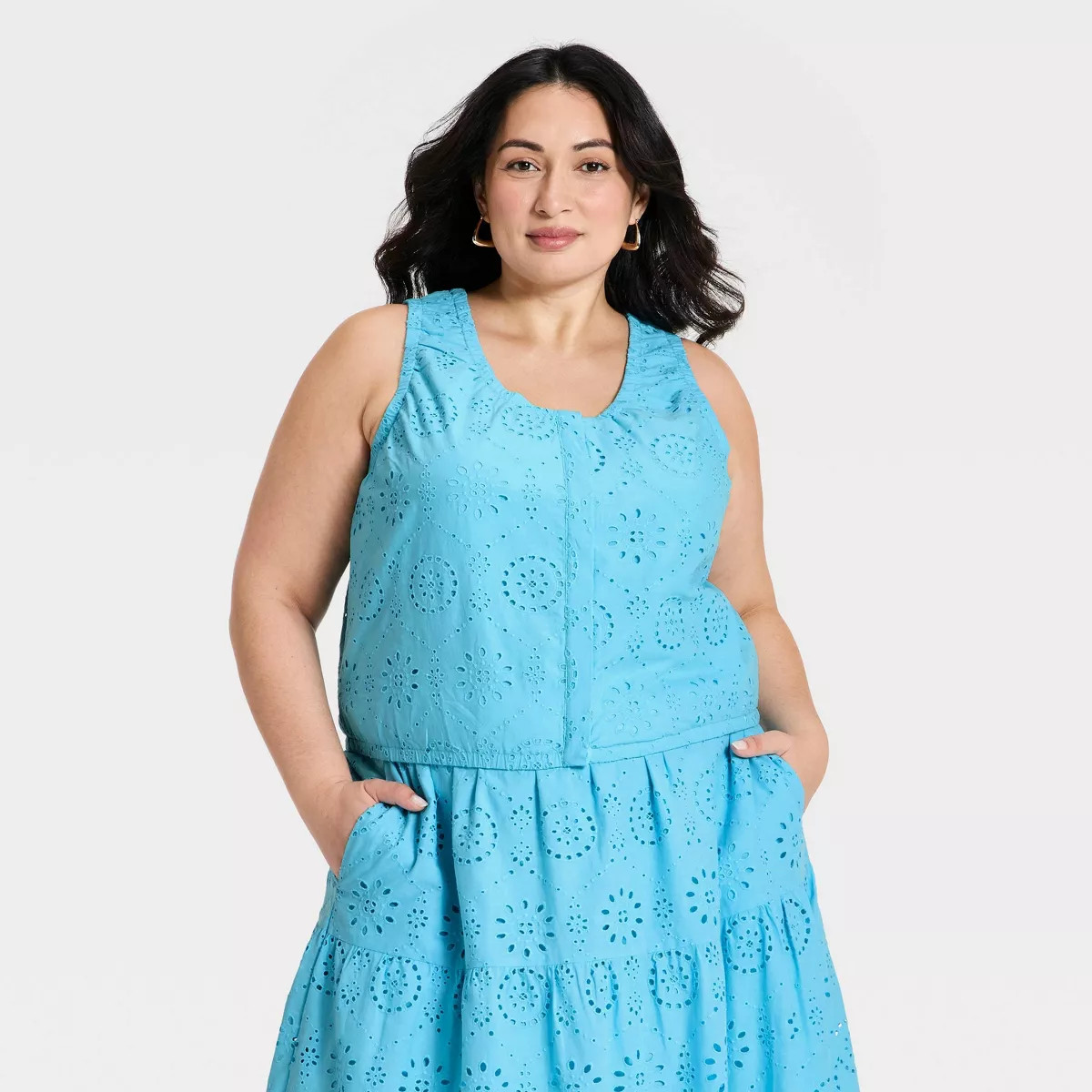 Women's Button-Front Tank Top - A New Day™ Blue M | Target