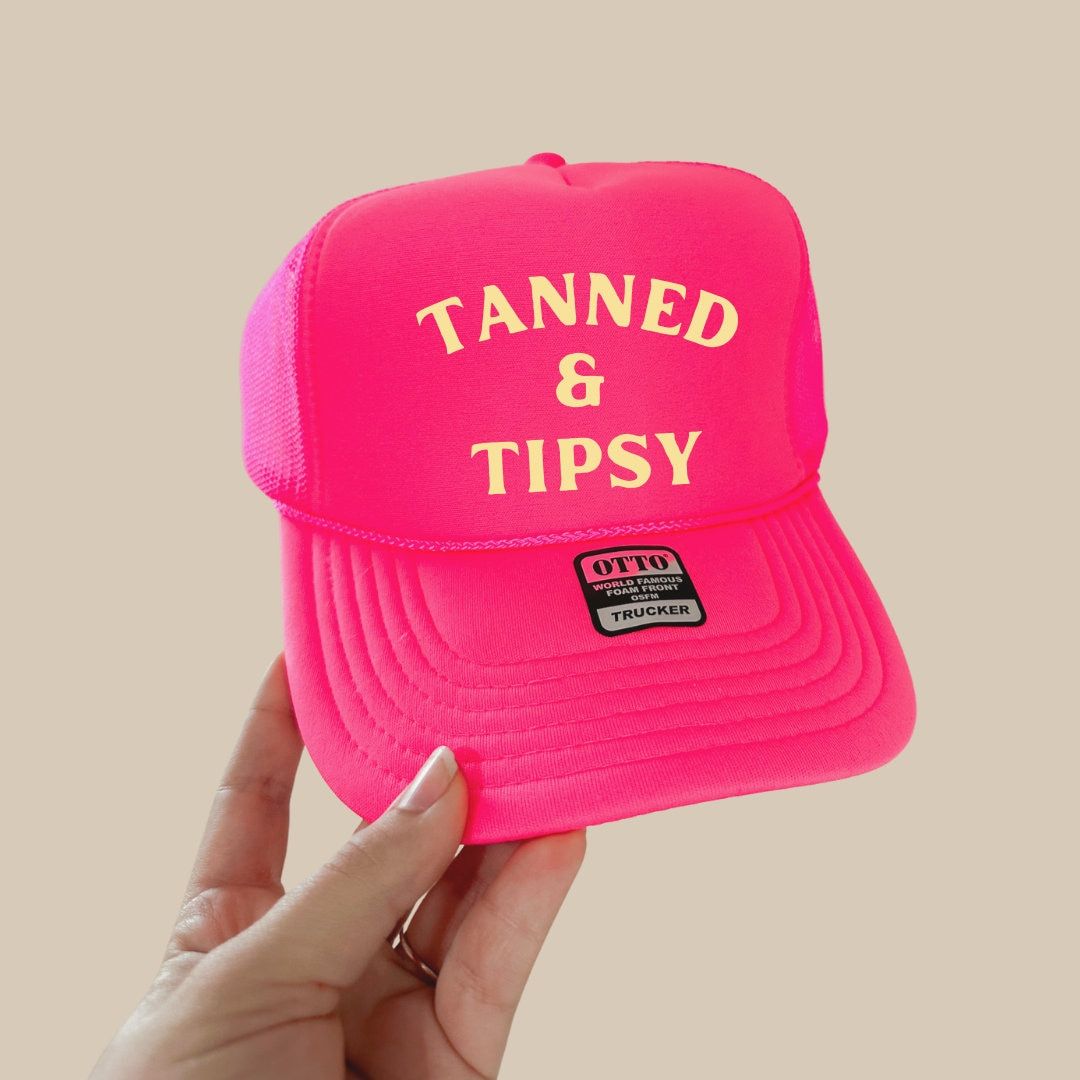 Tanned & Tipsy Trucker Hat, Summer Hat, Neon Trucker Hat, Boat Days - Etsy | Etsy (US)