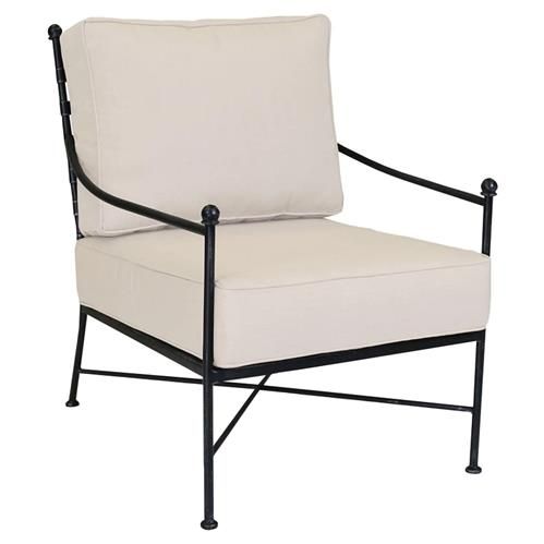 Sunset West Provence French Beige Cushion Metal Outdoor Club Arm Chair | Kathy Kuo Home