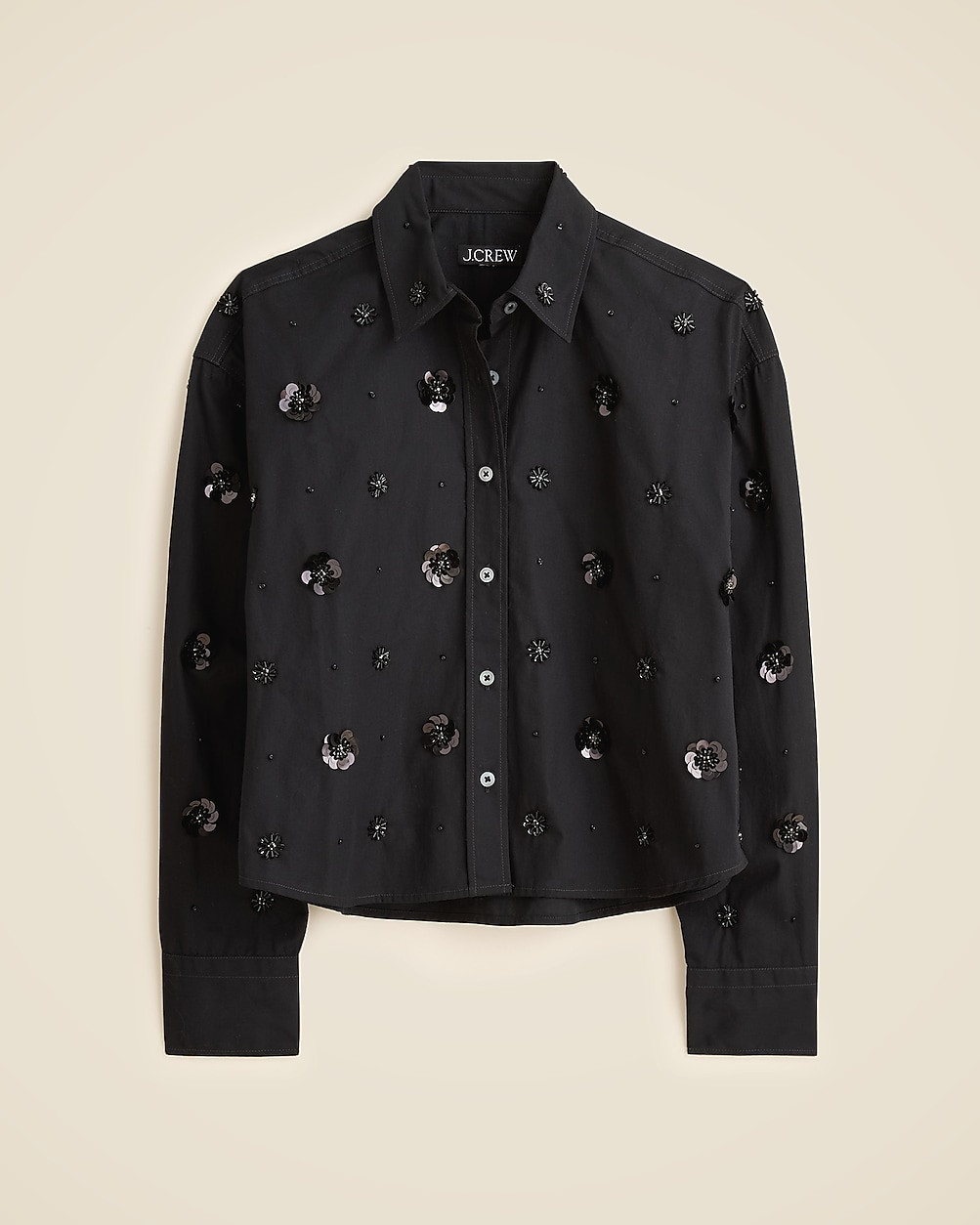 Étienne cropped button-up shirt in embellished cotton poplin | J. Crew US