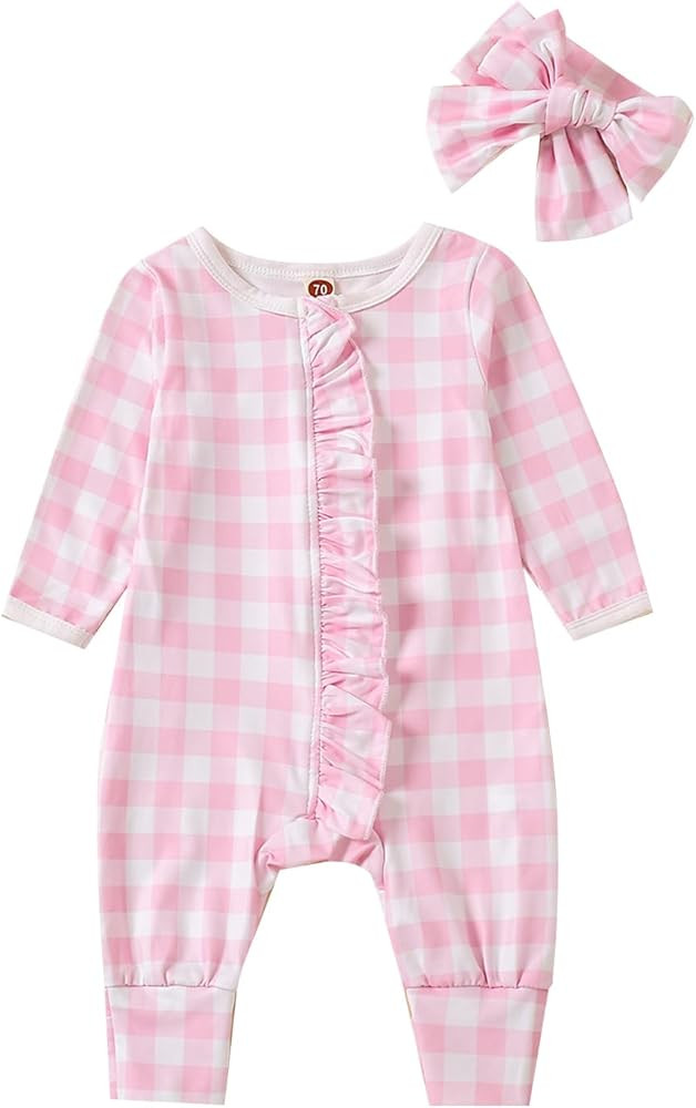 Cute Floral Floral Print Long Sleeve Infant Newborn Baby Girl Clothes Baby Girl Jumpsuit | Amazon (US)