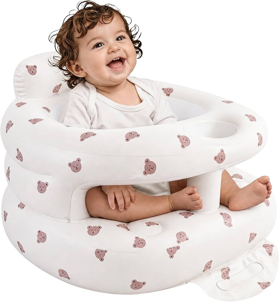 Inflatable Baby Seat with Built-in Pump and Back Support, Brown Bear | Amazon (US)