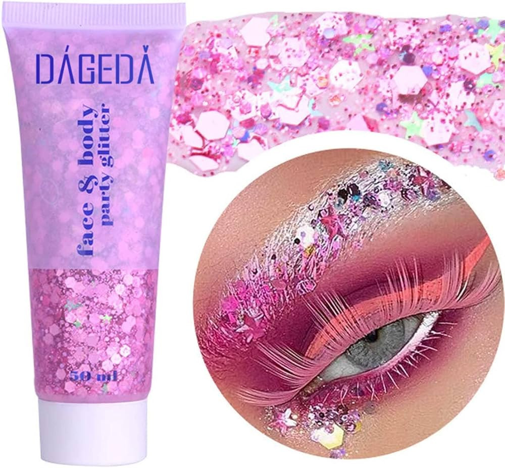 DAGEDA Body Glitter Gel, Face Glitters Body Gel Sequins Shimmer Liquid Eyeshadow, Chunky Glitter ... | Amazon (US)