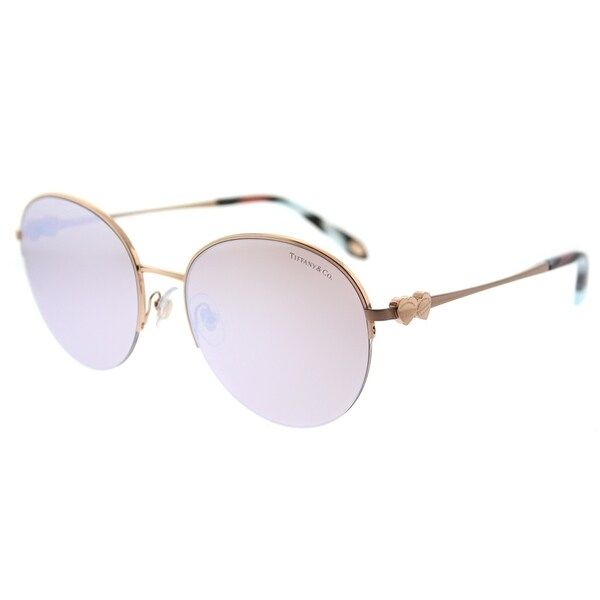 Tiffany & Co. Round TF 3053 610964 Womens Rubedo Frame White Mirror Lens Sunglasses | Bed Bath & Beyond