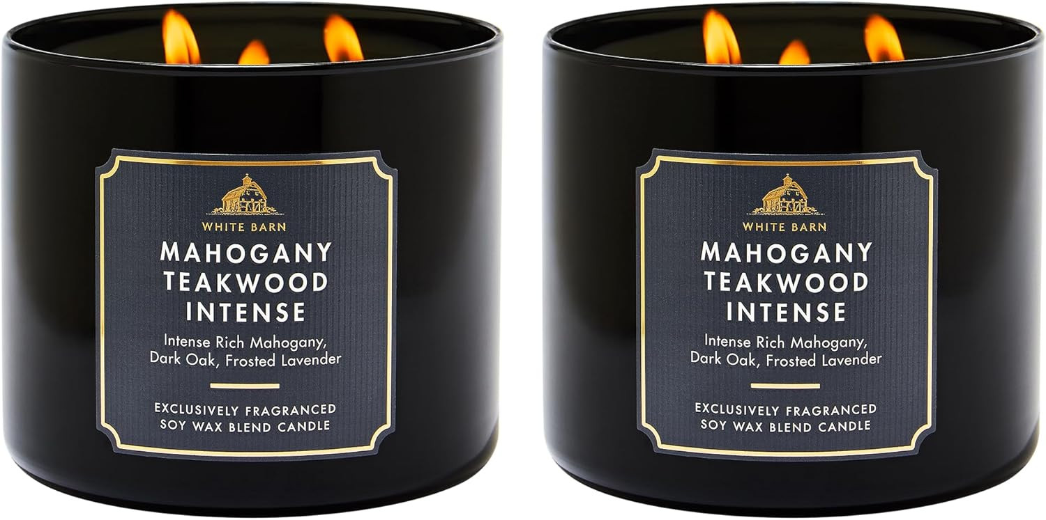 Bath & Body Works 3-Wick Candle, Mahogany Teakwood Intense, 2 Pack | Amazon (US)