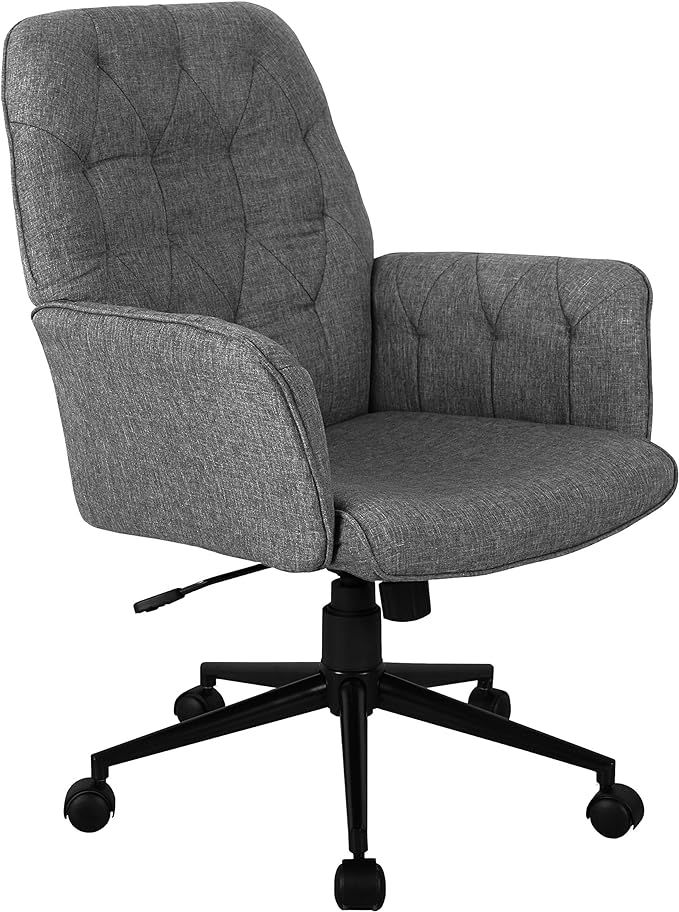 Techni Mobili Executive Modern Upholstered Tufted Office Chair with Arms, Regular, Grey | Amazon (US)