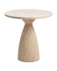 22in Rockford Round Weathered Travertine End Table | Marshalls