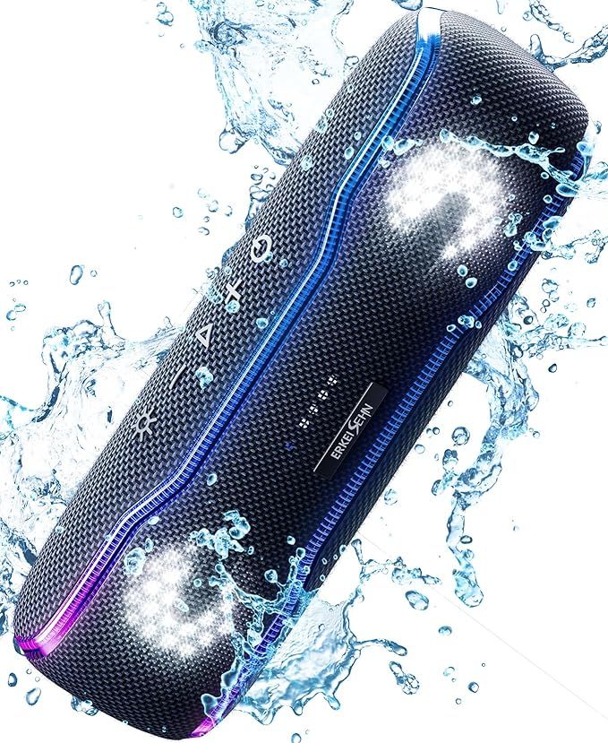 Portable Bluetooth Speaker, IPX7 Waterproof Wireless Speaker with Colorful Flashing Lights, 25W S... | Amazon (US)