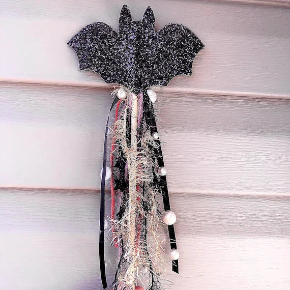 Bat Glitter Halloween Whimsy Wand - Etsy | Etsy (US)