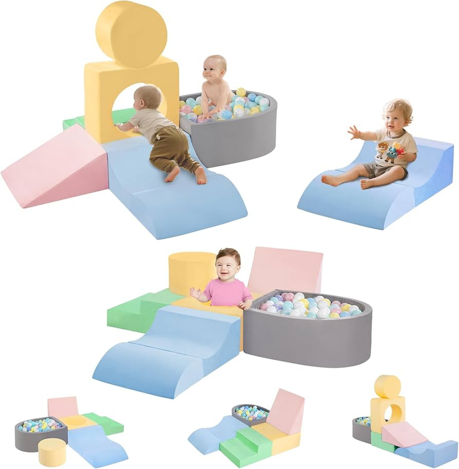 CAMELUS Toddler Climbing Toys Indoor, Baby Foam Climbing Blocks with Ball Pit for 1-3 Years Old, ... | Amazon (US)