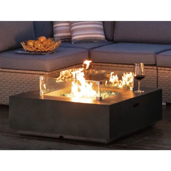 Lisdale 35" W Concrete Propane Outdoor Fire Pit Table with Lid | Wayfair North America