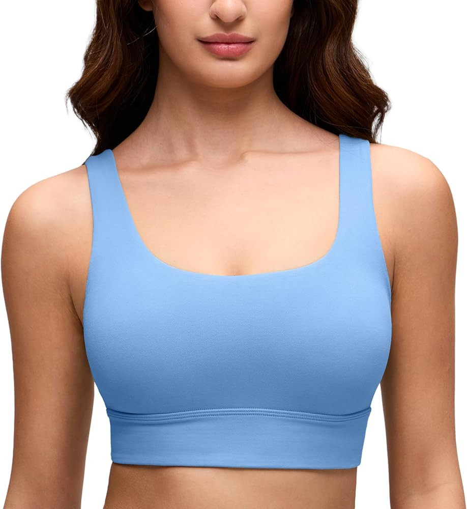 CRZ YOGA Butterluxe U Back Longline Sports Bras for Women - Scoop Neck Padded Yoga Workout Crop T... | Amazon (US)