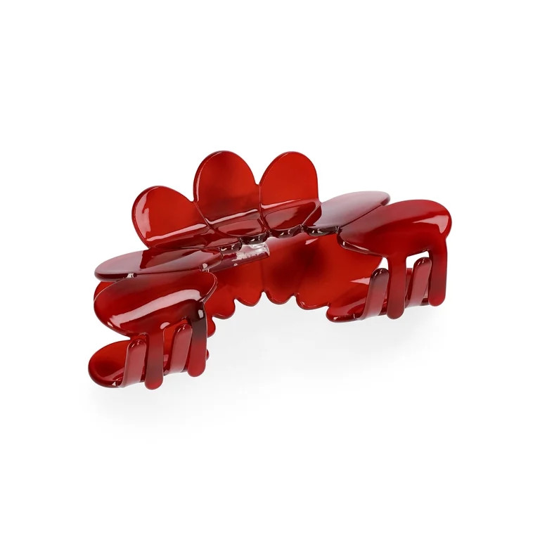 Time and Tru Women's Scalloped Hair Claw Clip, Red | Walmart (US)
