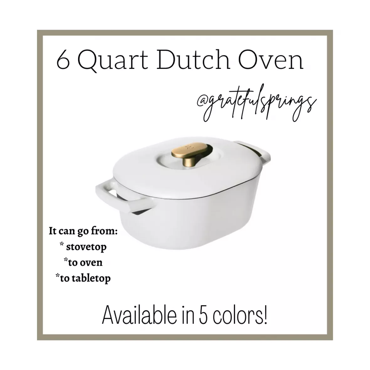  6QT Enamel Dutch Oven, Black Sesame by Drew Barrymore