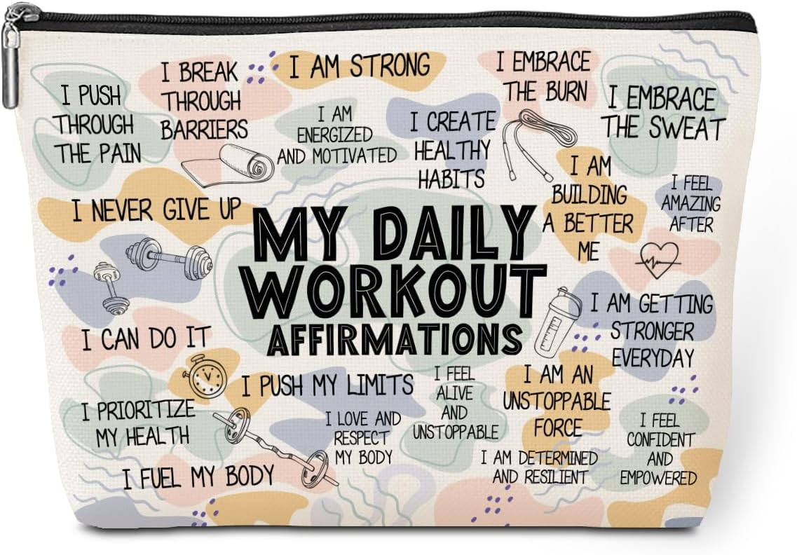 Daily Affirmations for Women Makeup Bag Workout Gifts for Women Encouragement Inspirational Menta... | Amazon (US)