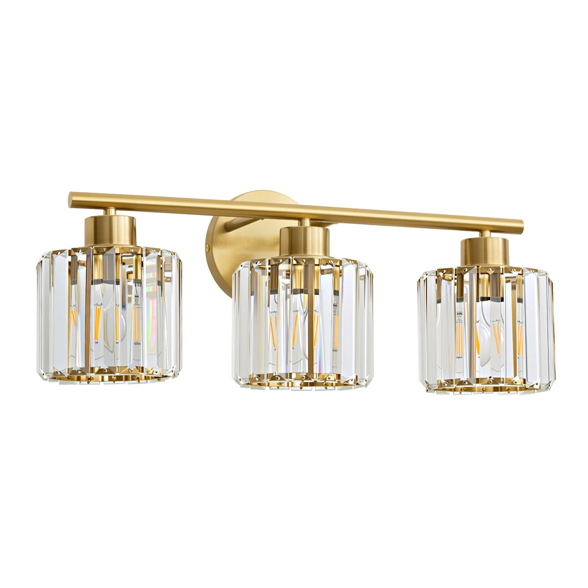 3-light Gold Crystal Vanity Light Modern Design Damp Rated For Glam Bathroom & Bedroom Mirror | Wayfair North America