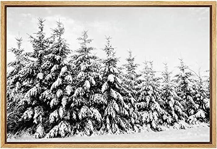 wall26 Framed Canvas Print Wall Art Snow Covered Trees in The Winter Forest Floral Nature Photograph | Amazon (US)