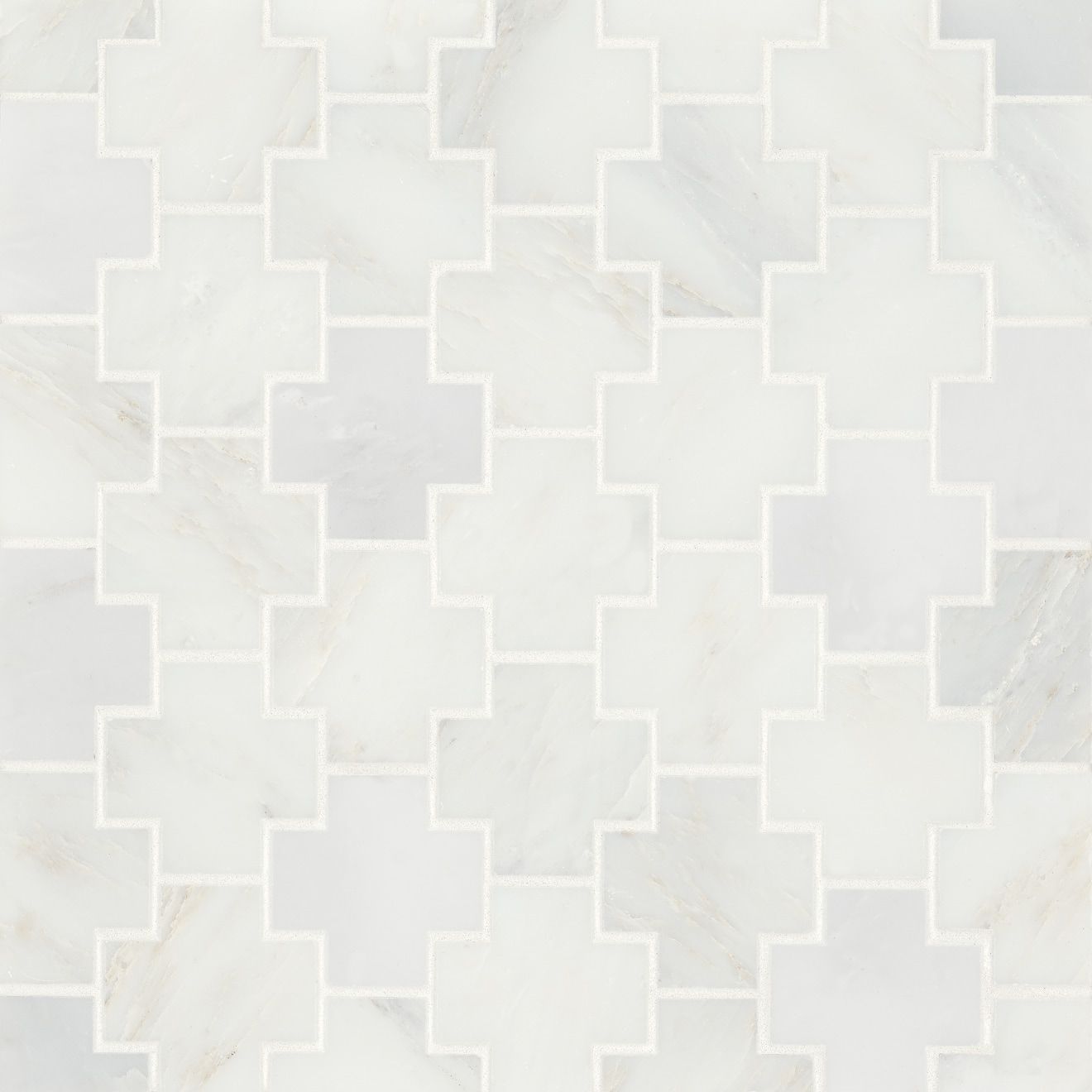 Monet Honed Marble Mosaic 4 Tile in Oriental White | Bedrosians Tile & Stone