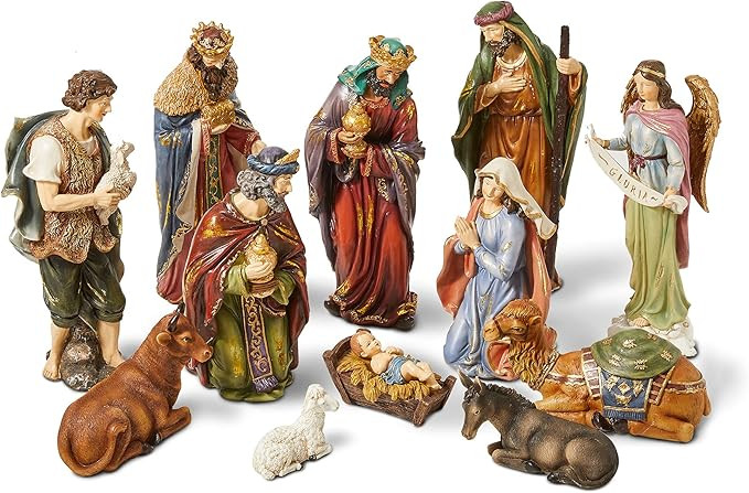 Glitzhome 15.5" x 36" Large Christmas Nativity Figurines Set for Tabletop Decorations, Xmas Resin... | Amazon (US)