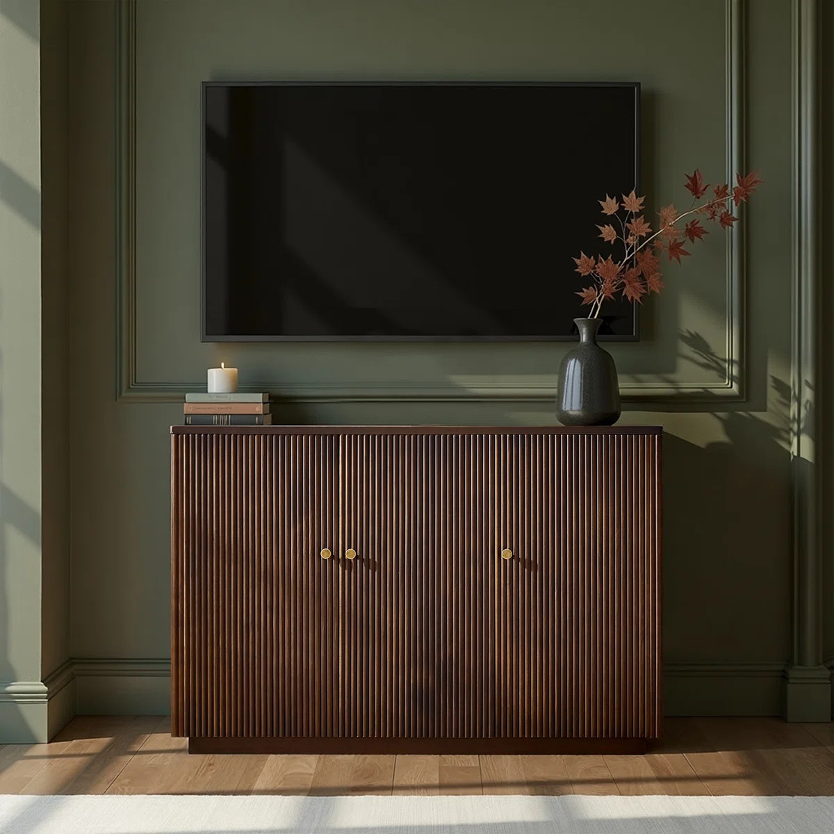 Martha Modern 48" Wide 3-Door Fluted Solid Wood Sideboard with Cable Management and Adjustable Sh... | Wayfair North America