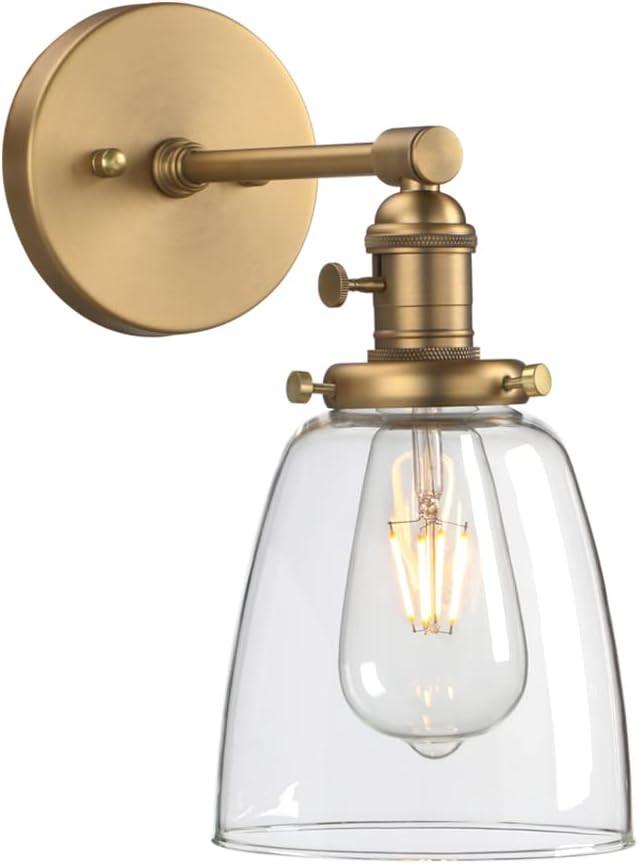 Phansthy Vintage Style Wall Lights Clear Glass Shade, Edison Industrial Wall Sconce E27 Indoor Li... | Amazon (UK)