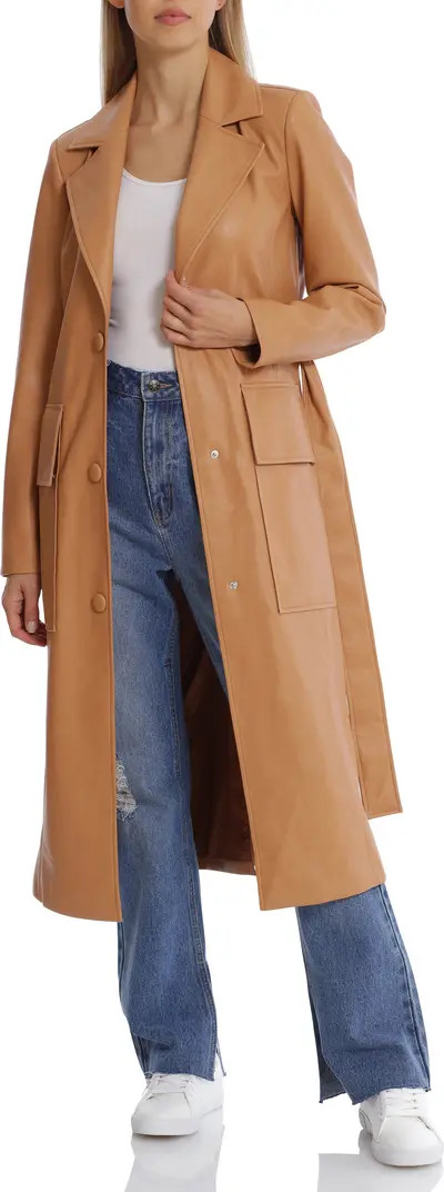 Belted Faux Leather Trench Coat | Nordstrom