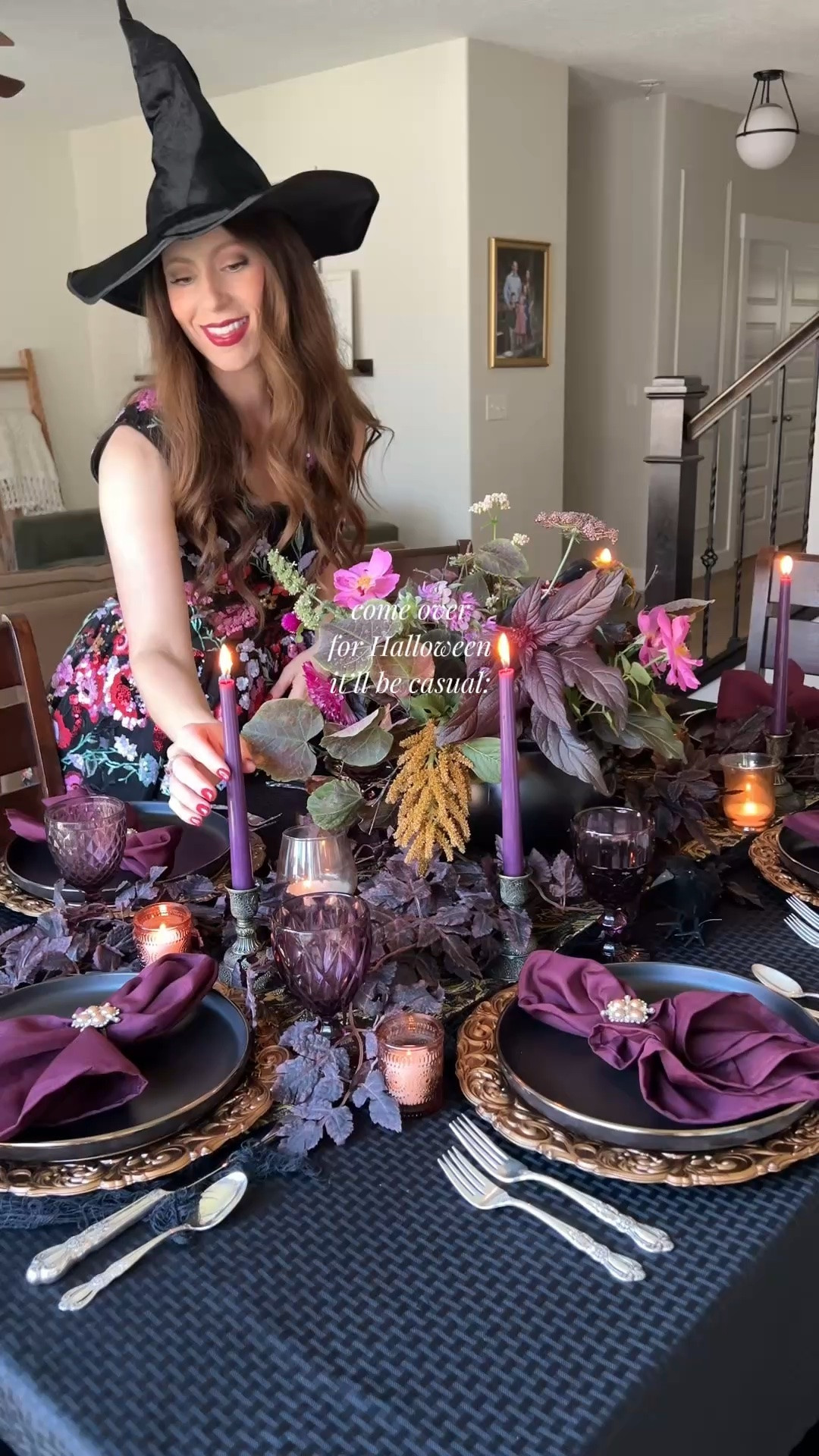 Dark Enchantment Halloween table design 🪄✨🖤 with supplies from Amazon, flowers from Liz Lemon farm and dress from @jessakae 🖤✨

#LTKSeasonal #LTKfoodie #LTKHome