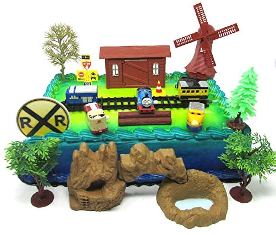 Thomas the Train Birthday Cake Topper Set with Thomas and Friends and Decorative Themed Accessori... | Amazon (US)