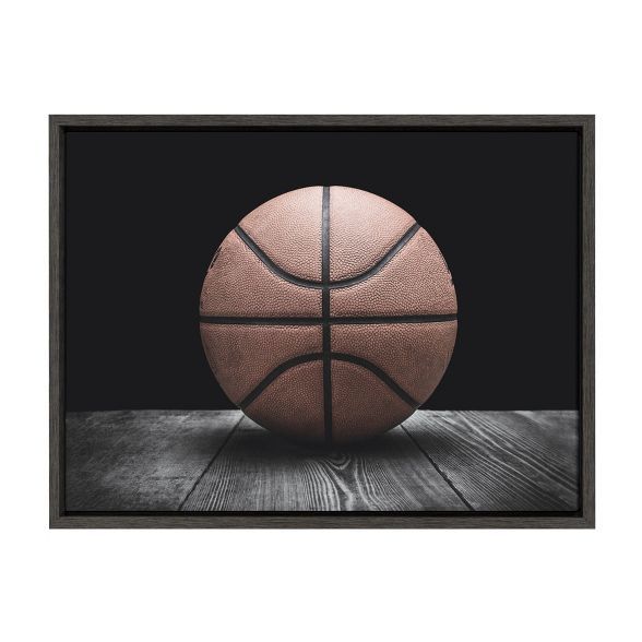 18&#34; x 24&#34; Sylvie Vintage Basketball Framed Canvas By Shawn St. Peter Gray - DesignOvation | Target