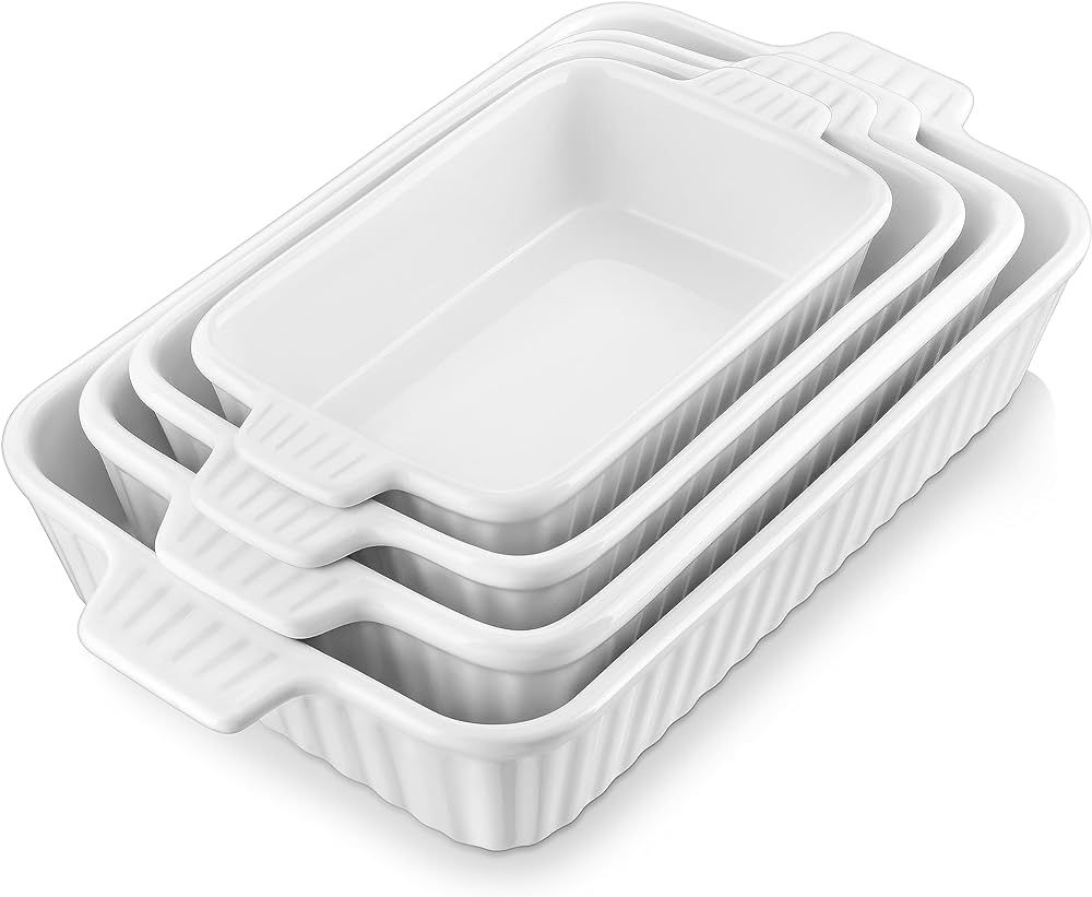 MALACASA Casserole Dishes for Oven, Porcelain Baking Dishes, Ceramic Bakeware Sets of 4, Rectangu... | Amazon (US)