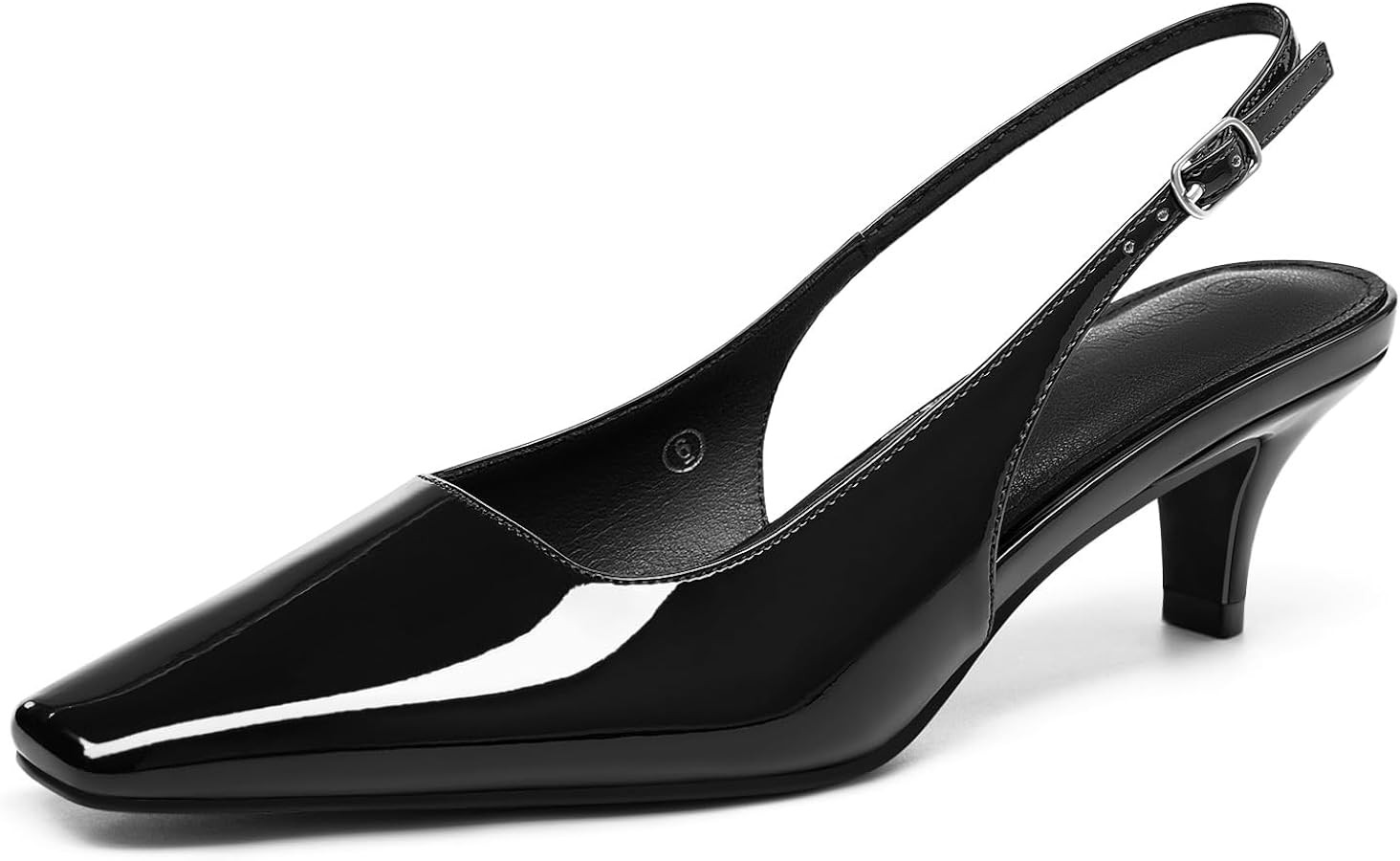 Coutgo Womens Kitten Low Heels Slingback Pumps Squared Point Toe Buckle Strap Wedding Party Dress... | Amazon (US)