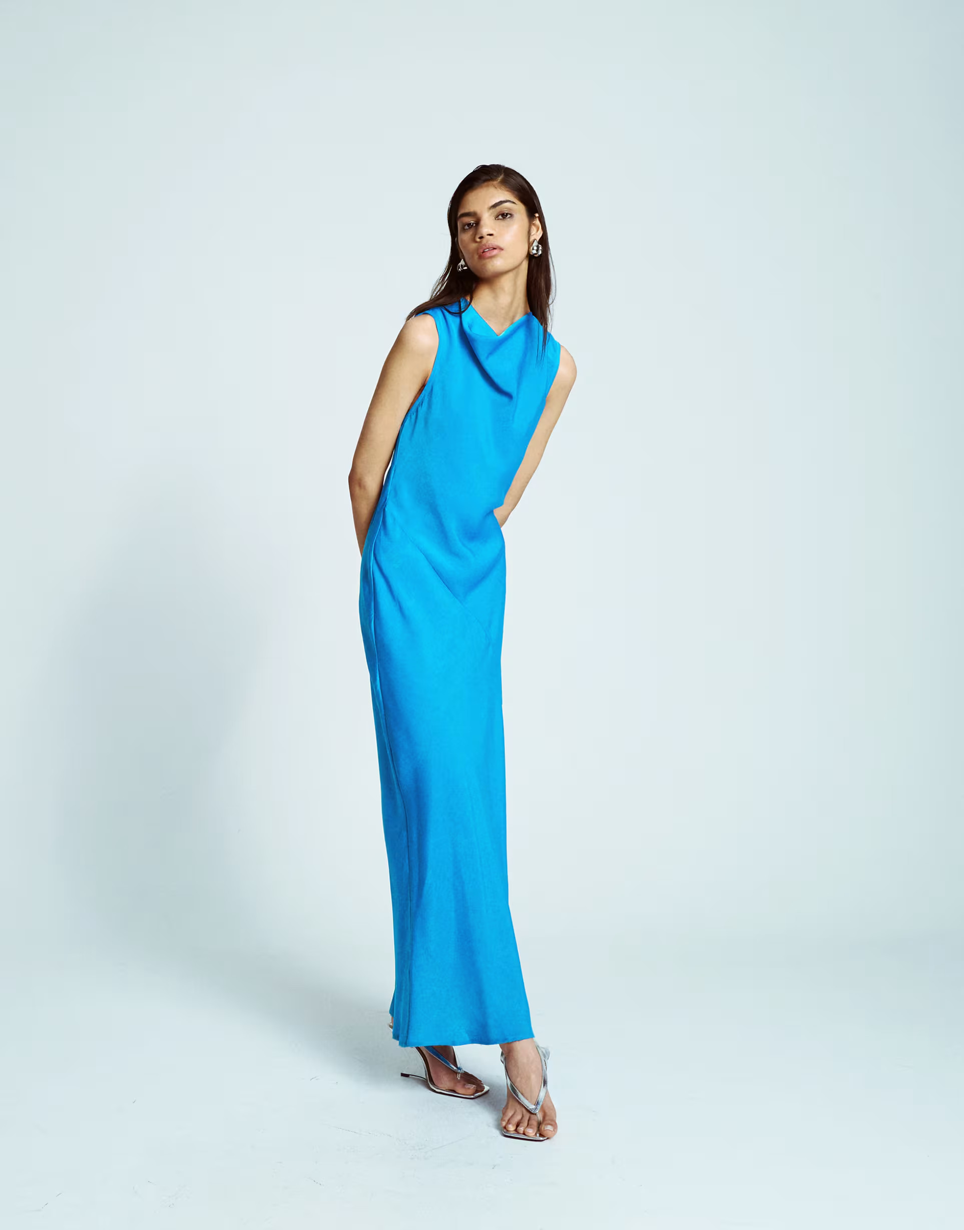 Topshop asymmetric open back dress in bright blue | ASOS | ASOS (Global)