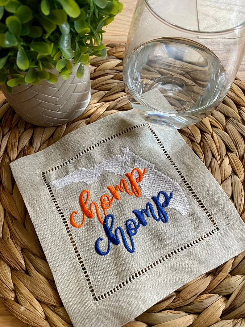 Florida Gameday Cocktail Napkin Embroidered Napkin | Etsy | Etsy (US)