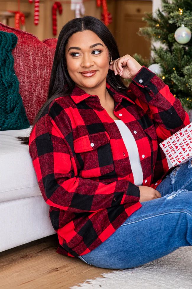 Feeling Blessed Red Buffalo Plaid Shacket | Pink Lily