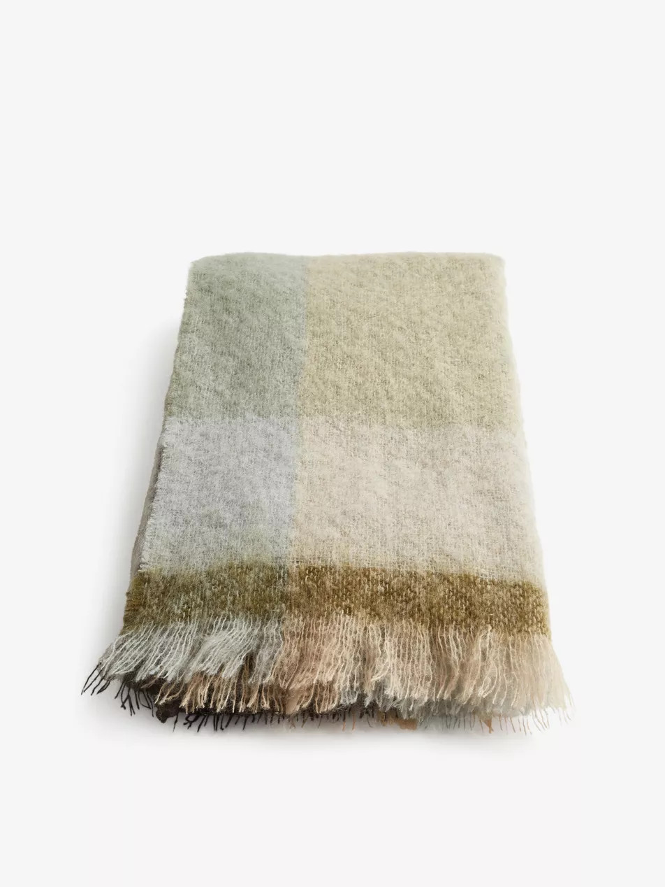 Curtis check-print mohair-blend throw 172 x 130cm | Selfridges