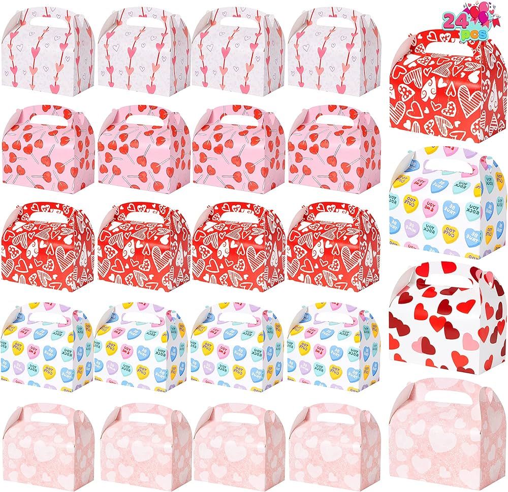 Valentine’s Day Treat Boxes 24 Cardboard Hearts Goody Bag Holder Classroom Crafts Supplies Part... | Amazon (US)