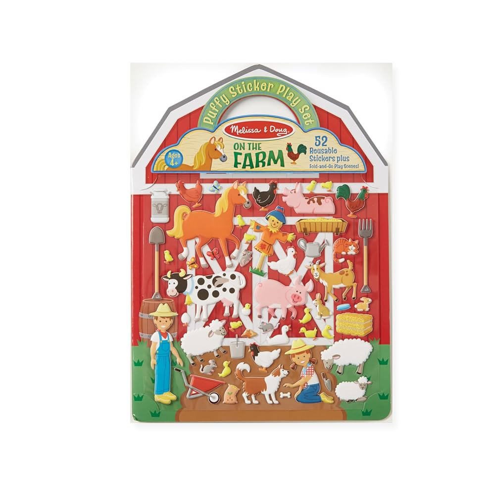Melissa & Doug Puffy Sticker Play Set - On The Farm - 52 Reusable Stickers, 2 Fold-Out Scenes - F... | Amazon (US)
