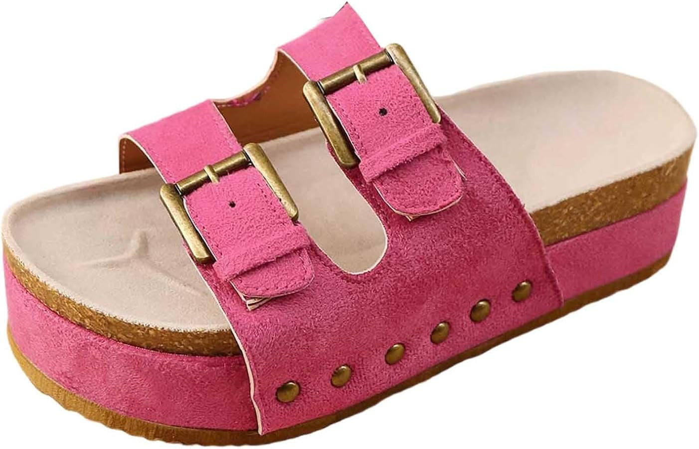 Women's Summer Slide Sandals with Suede Buckle Design Thick Platform Sole Comfortable Open Toe Ca... | Amazon (US)